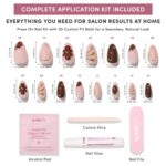 Glamnetic Floral Gold Foil Press On Nails Short Almond 30PCS