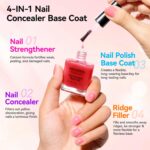 Sheer Pink Nail Concealer Base Coat 4 in 1 Brightening 15ml