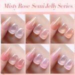 Born Pretty Jelly Pink Gel Nail Polish Nude Pink Sheer Translucent Valentine’s Day Gel Polish Milky Natural Gel Polish Set Nail Art Manicure DIY Kit Home Salon 6PCS