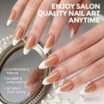 French White Edge Almond Press On Nails Full Cover 24PCS