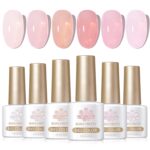 Jelly Pink Gel Nail Polish Set 6 Pcs Nude Sheer Milky UV