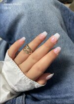 Elegant French Tip Semi Cured Gel Nail Wraps 20PCS