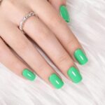 Fresh Green Press On Nails Short Square 30 Pcs 15 Sizes