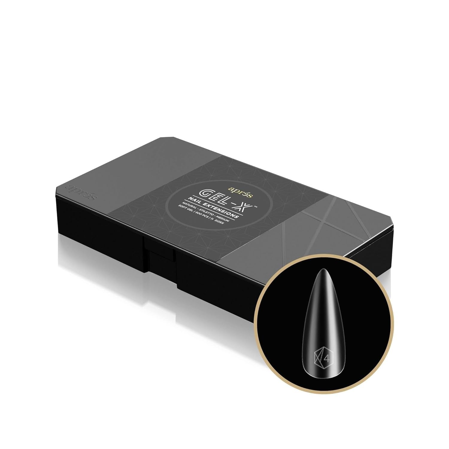 51QQMhPzDzL._SL1500_ Aprés Gel-X® Natural Stiletto Medium Tip Box | 500pc Gel-X Tips, 11 Sizes 00-9, Premium Quality