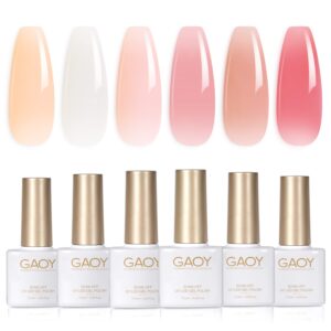 GAOY Milky Jelly Nude Gel Polish Set 6 Sheer Colors