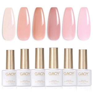 Jelly Nude Pink Gel Nail Polish Set 6 Sheer Colors UV Cure