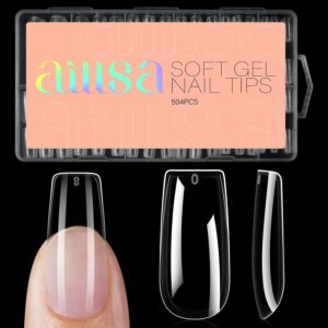 Clear Gel Nail Tips Medium Square 504 Pcs 10 Sizes
