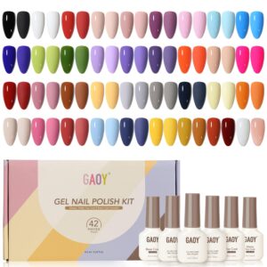 Jelly Gel Nail Polish Kit 42 Pcs Pink White Red Nude UV Cure