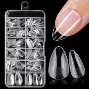 Clear Short Almond Gel Nail Tips 240 Pcs Full Cover XS