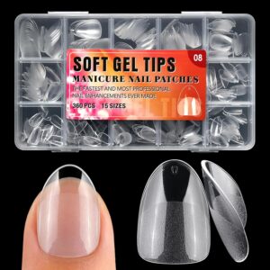 Clear Soft Gel Almond Nail Tips Extra Short 360 Pcs