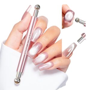 Pink Double End Cat Eye Nail Magnet Tool Wide Narrow Tips DIY
