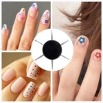 Nail Dotting Tool, 6-in-1 Metal Dotting Tool Nail Art, Circular Nail Design Dotting Pen, Ergonomic Dotting Disc for Manicure Embossing, Tracing, Painting - Black, 2pcs