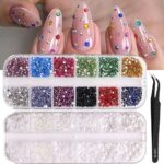 Nail Art Rhinestones 24 Grid Flatback Pearl Crystal Gems Kit