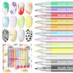 Nail Art Pens 12 Colors 3D Acrylic Paint Liner Dotting Kit