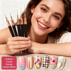 Nail Art Kit Striping Tape Pens Dotting Tools Liner Brushes