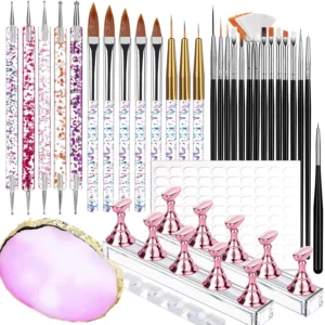 Nail Art Tools Set 23 Brushes Dotting Pen Palette DIY Kit