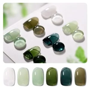 Jelly Green Gel Nail Polish Set 6 Sheer Colors UV Cure