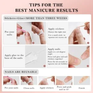 3D Flower Press On Nails Short Almond Pink Ombre 24PCS