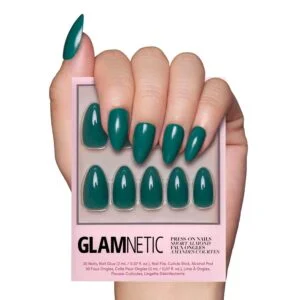 Emerald Green Press On Nails Short Almond 30 Pcs 15 Sizes