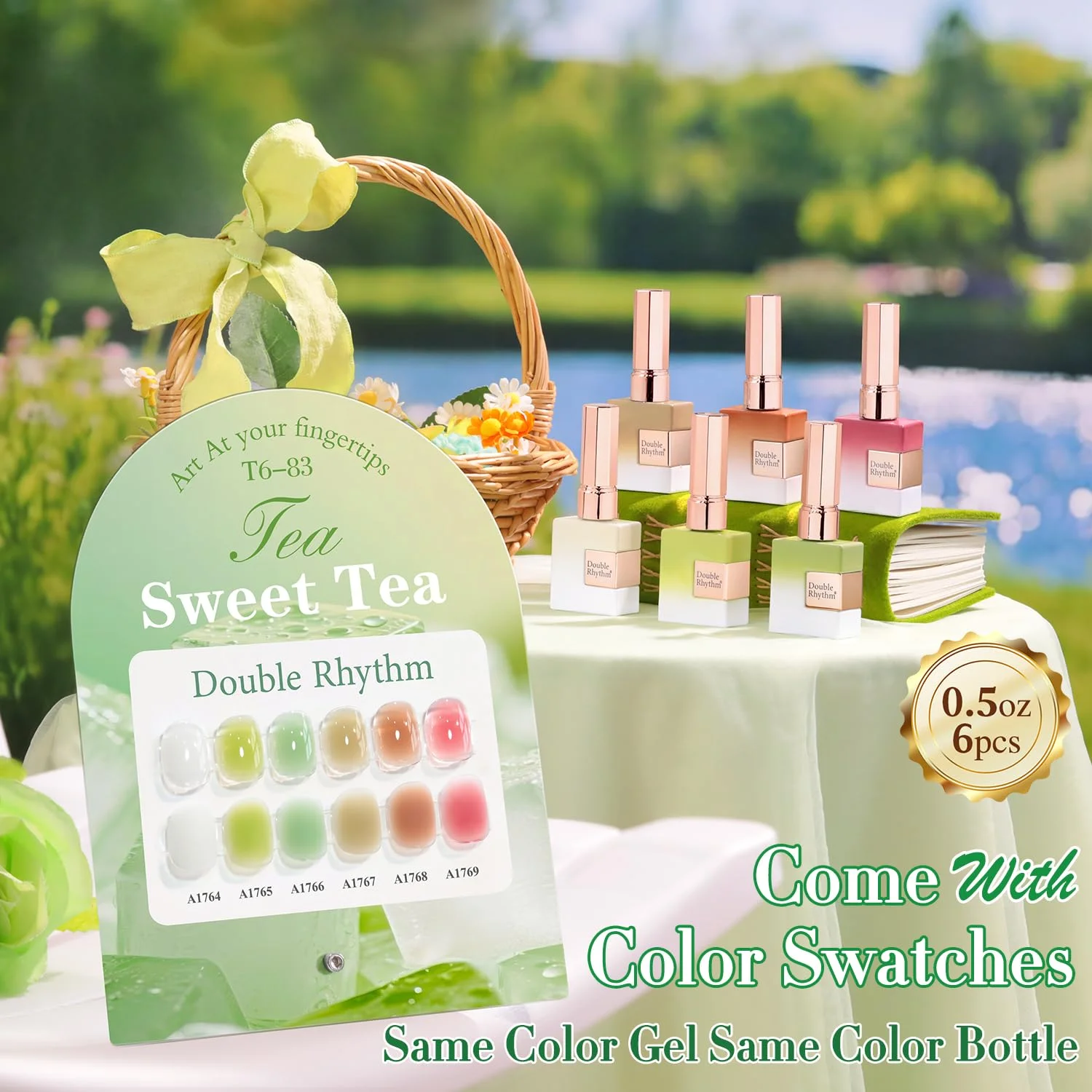 Jelly Gel Nail Polish Set 6 Pcs Mint Green Olive Soak Off