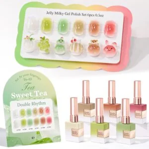 Jelly Gel Nail Polish Set 6 Pcs Mint Green Olive Soak Off