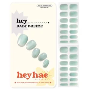 Heyhae Blue Semi Cured Gel Nail Strips No Lamp 28PCS
