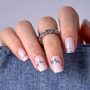 Blue White Porcelain Press On Nails Soft Gel 30 Pcs Kit