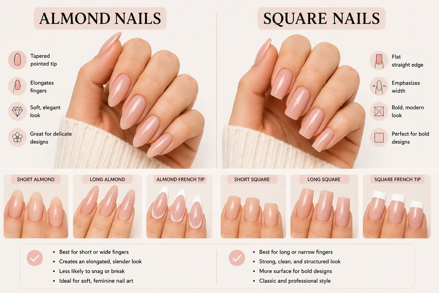 Almond vs Square Nails – The Shape Guide for Your Hand